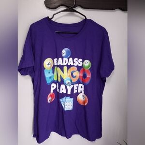 Badass Bingo Player Purple Cotton Tee PTP 25"